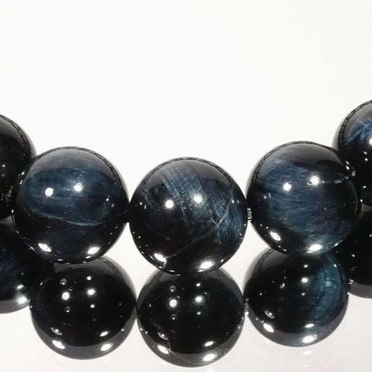 ブルータイガーアイ ブレスレット 5A 内周15.5㎝ 直径約10mm【B0266】