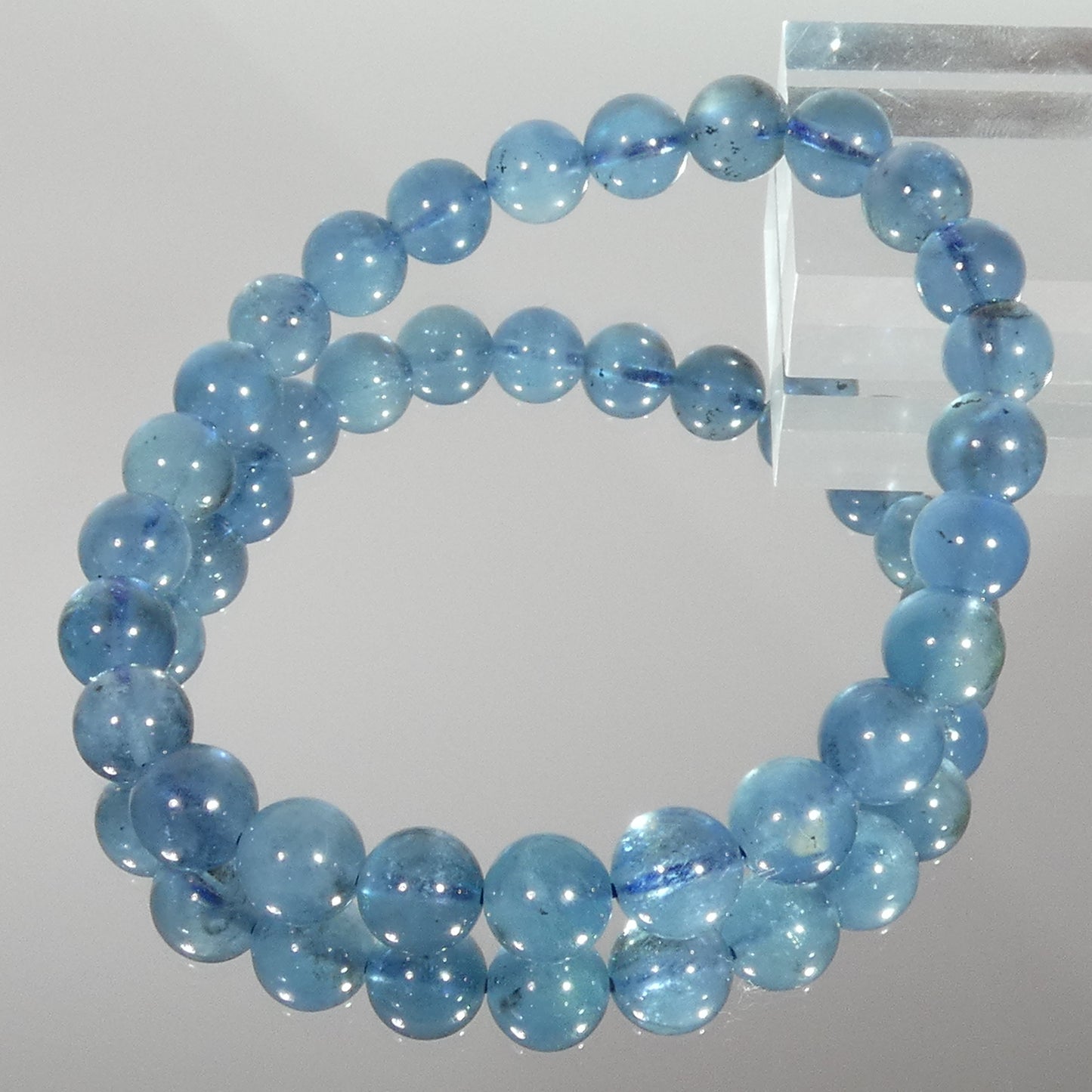 サンタマリアブルーアクアマリン ブレスレット 4A 内周16.5㎝ 直径約7.8mm【B0178】