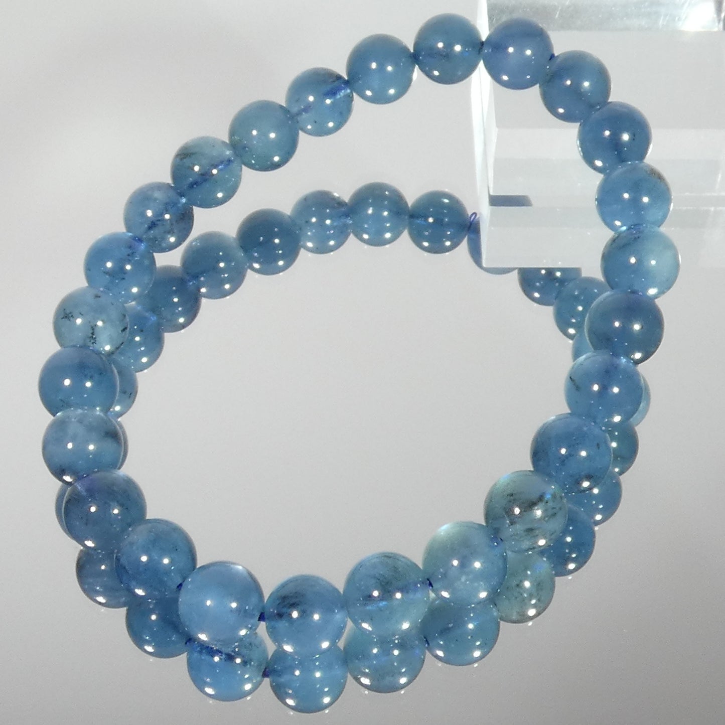 サンタマリアブルーアクアマリン ブレスレット 4A 内周16.5㎝ 直径約7.8mm【B0179】