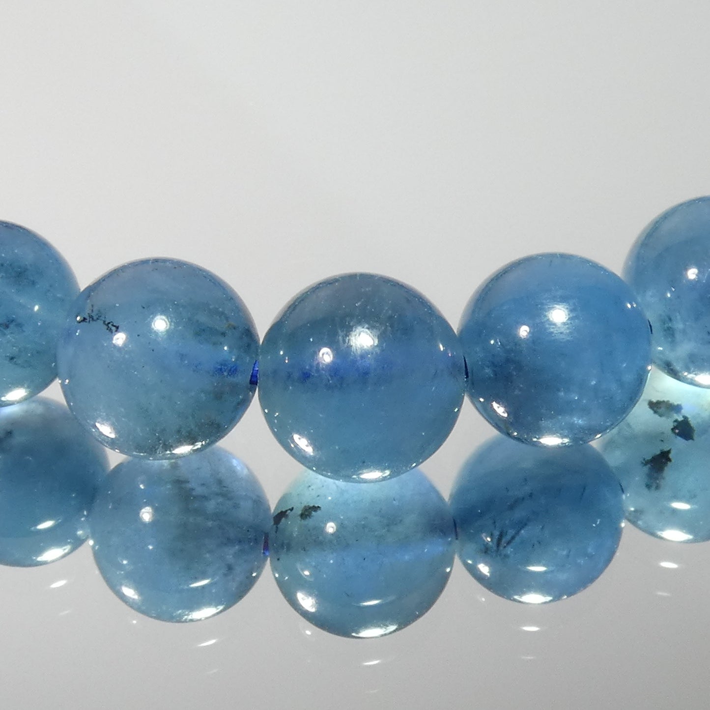 サンタマリアブルーアクアマリン ブレスレット 4A 内周15.5㎝ 直径約7.4mm【B0224】
