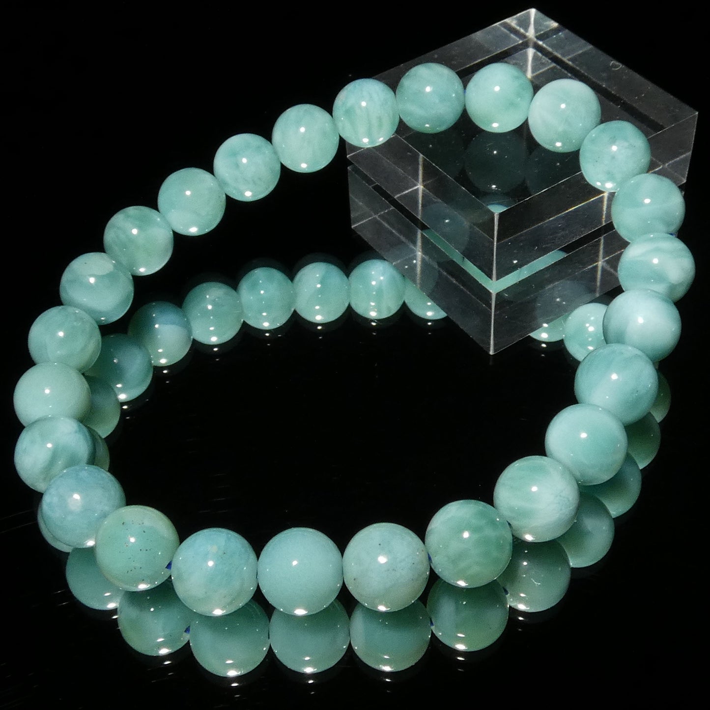 ラリマー ブレスレット 3A 内周16.5㎝ 直径約7.7mm【B0298】