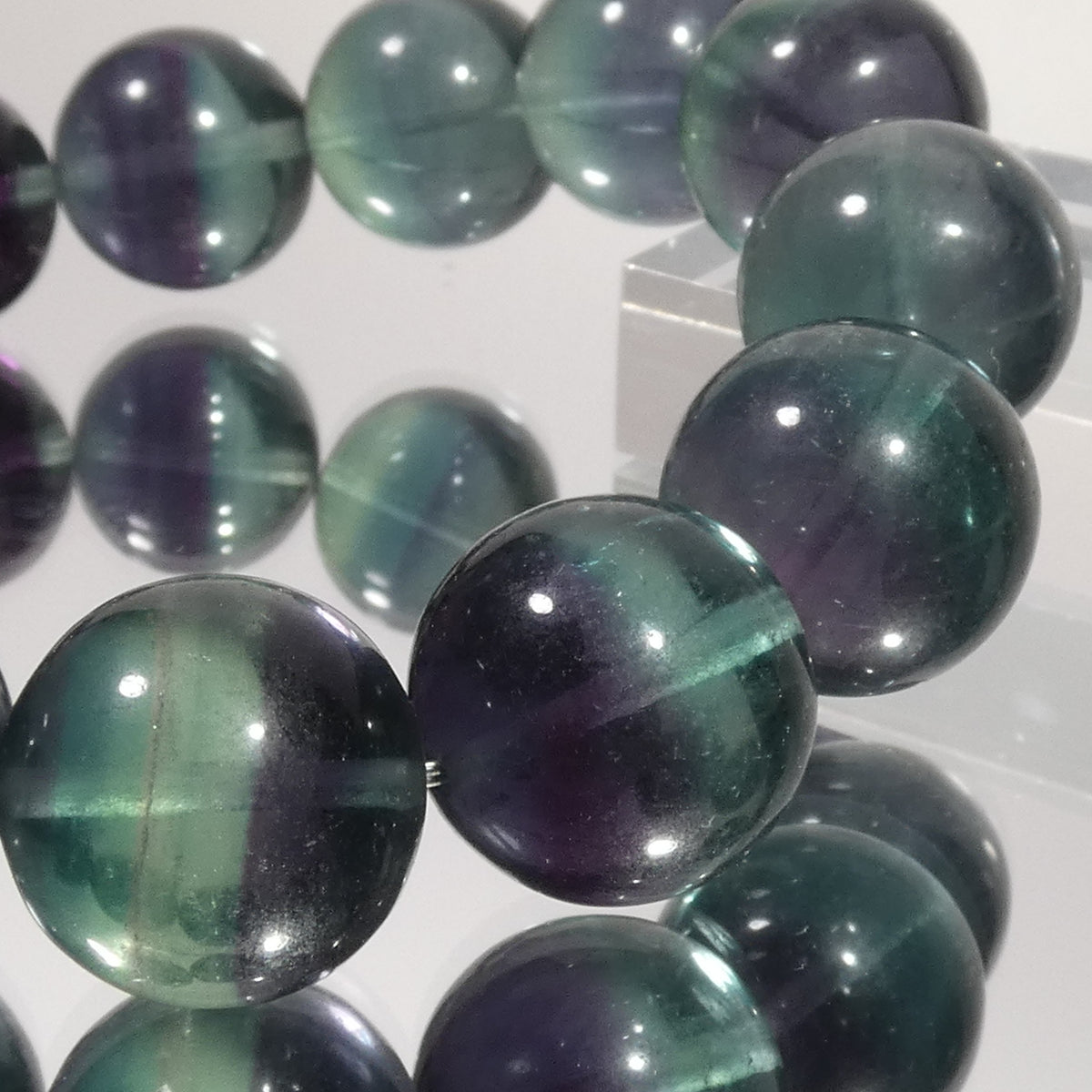 ブルーフローライト ブレスレット 5A 内周15.5㎝ 直径約14.5mm【B0301】