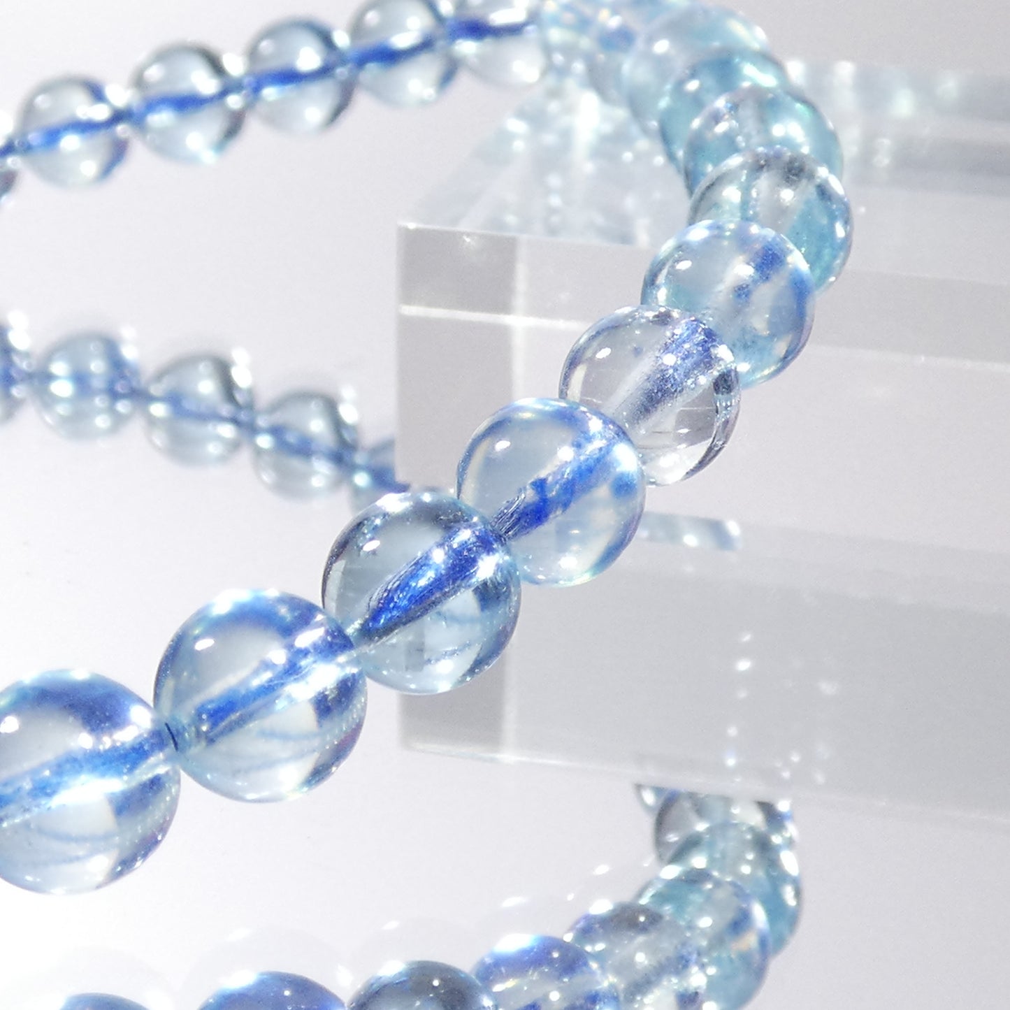 サンタマリアブルーアクアマリン ブレスレット 5A 内周16.5㎝ 直径約5.6mm【B0168】