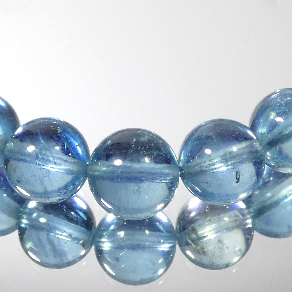 サンタマリアブルーアクアマリン ブレスレット 最高透明感 5A+ 内周16㎝ 直径約8.6mm【B0365】