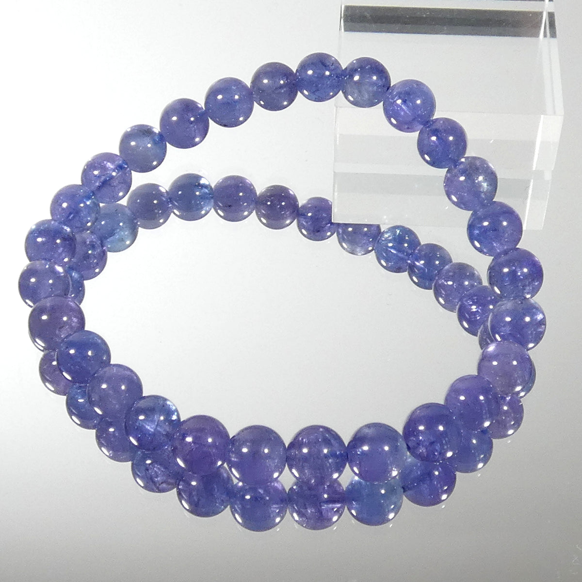 【極上品】タンザナイト ブレスレット 処理なし 5A+ 内周15㎝ 直径約6.7mm【B0388】